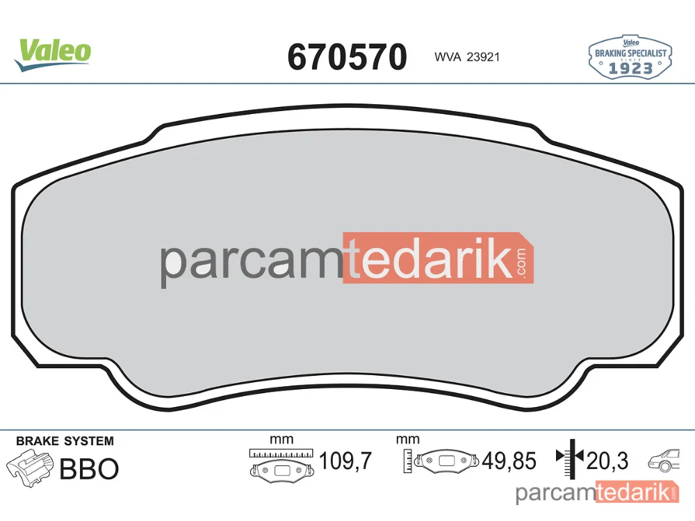 670570 | Fren Balatası (Arka) — Peugeot Boxer, Fiat Ducato, Citroen Jumper I